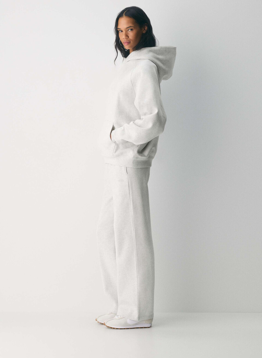 felpa con cappuccio cozy sweatfleece mega raglan heather cloud white