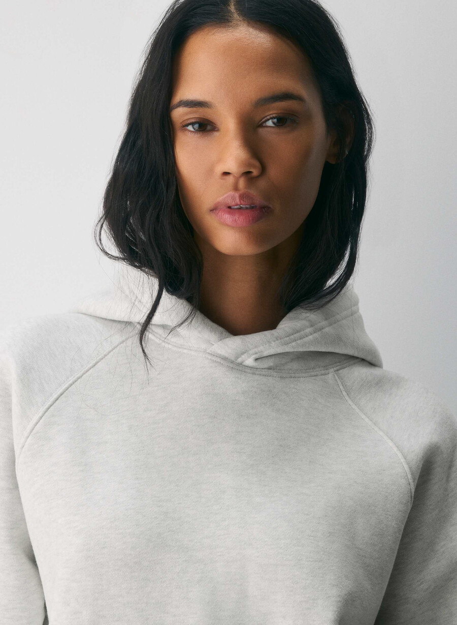 felpa con cappuccio cozy sweatfleece mega raglan heather cloud white