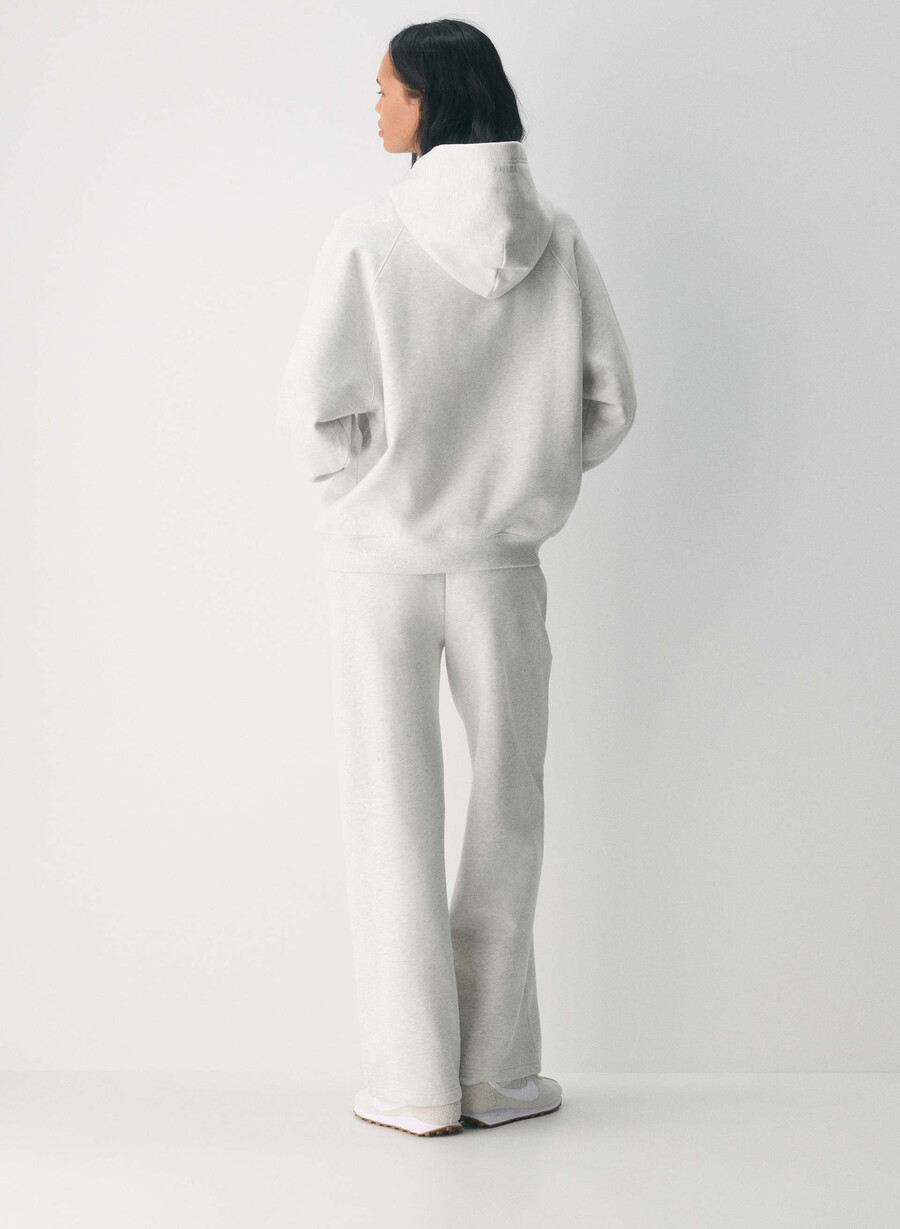 felpa con cappuccio cozy sweatfleece mega raglan heather cloud white