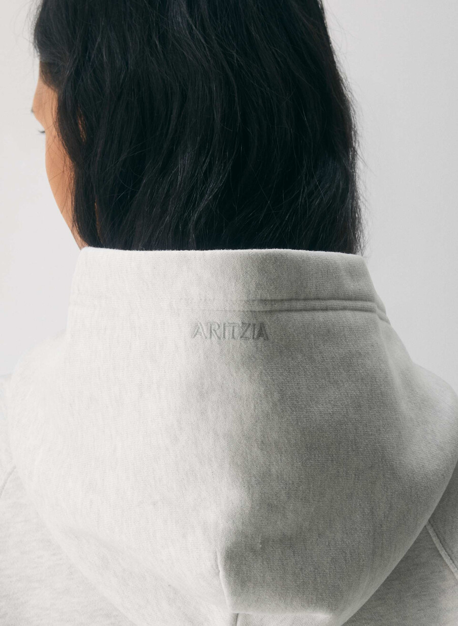 felpa con cappuccio cozy sweatfleece mega raglan heather cloud white