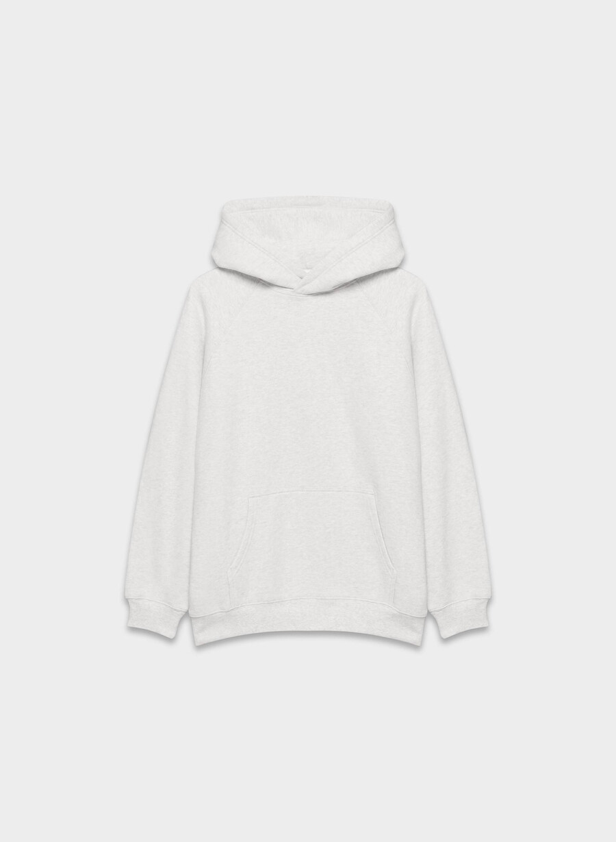 felpa con cappuccio cozy sweatfleece mega raglan heather cloud white