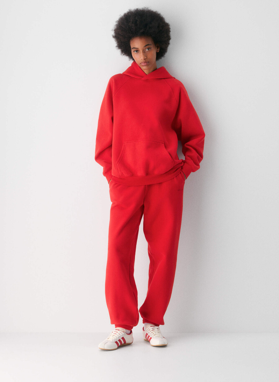 felpa con cappuccio cozy sweatfleece mega raglan rosso lampeggiante