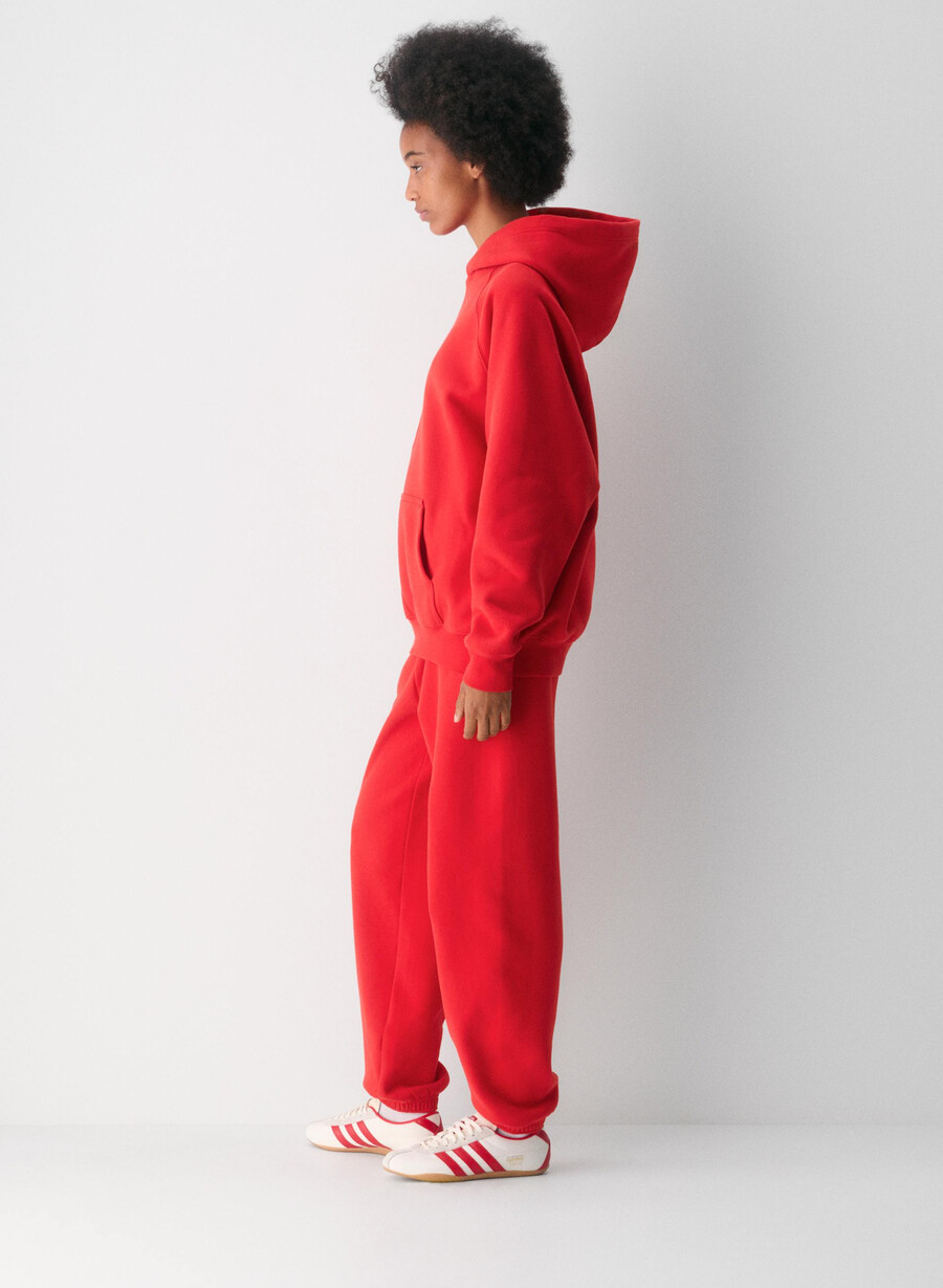 felpa con cappuccio cozy sweatfleece mega raglan rosso lampeggiante