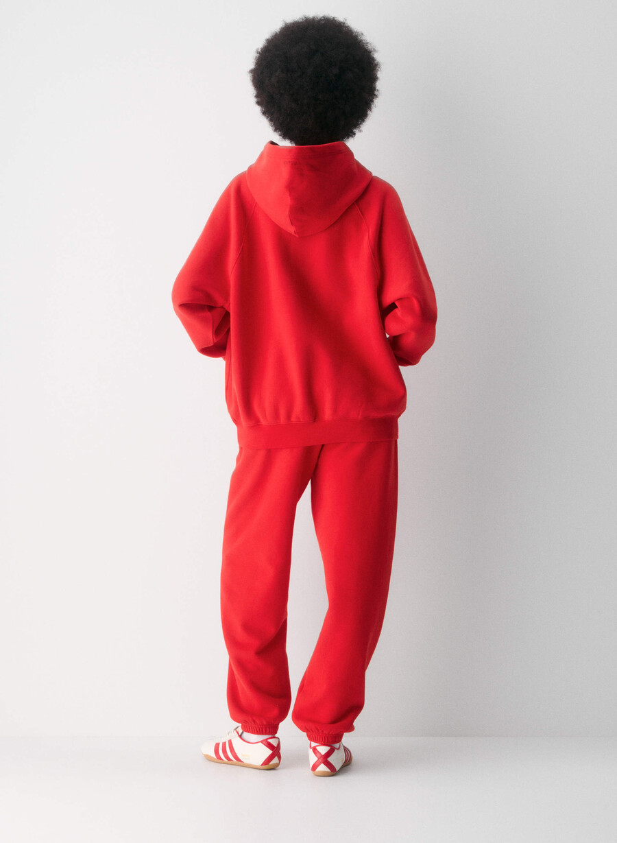 felpa con cappuccio cozy sweatfleece mega raglan rosso lampeggiante