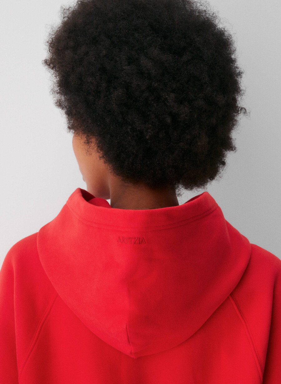 felpa con cappuccio cozy sweatfleece mega raglan rosso lampeggiante