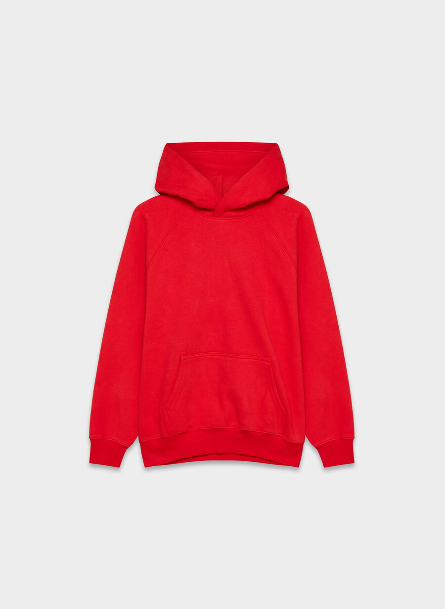 felpa con cappuccio cozy sweatfleece mega raglan rosso lampeggiante