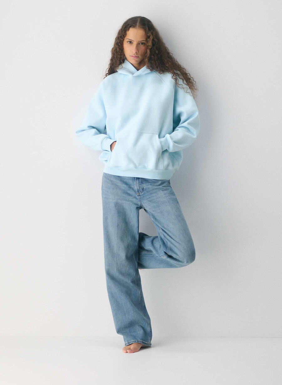 felpa con cappuccio cozy sweatfleece mega raglan villa blue
