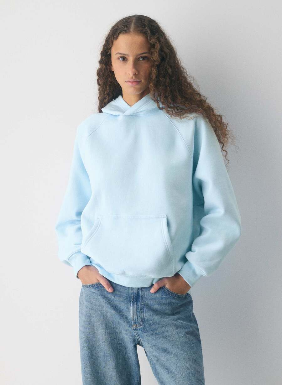 felpa con cappuccio cozy sweatfleece mega raglan villa blue