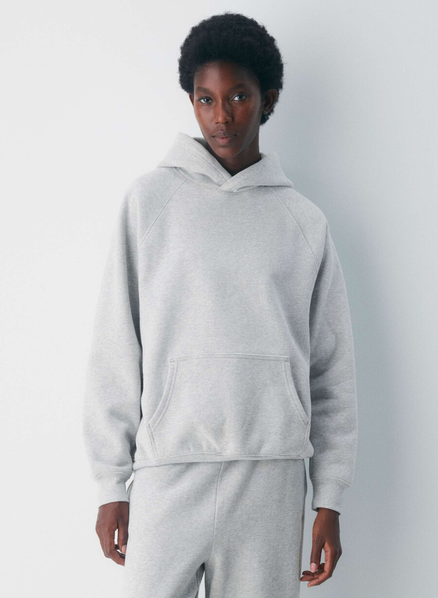 felpa con cappuccio cozy sweatfleece mega raglan heather chrome