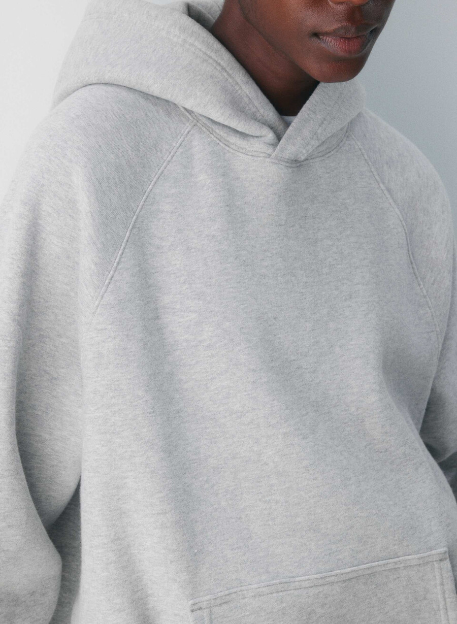 felpa con cappuccio cozy sweatfleece mega raglan heather chrome