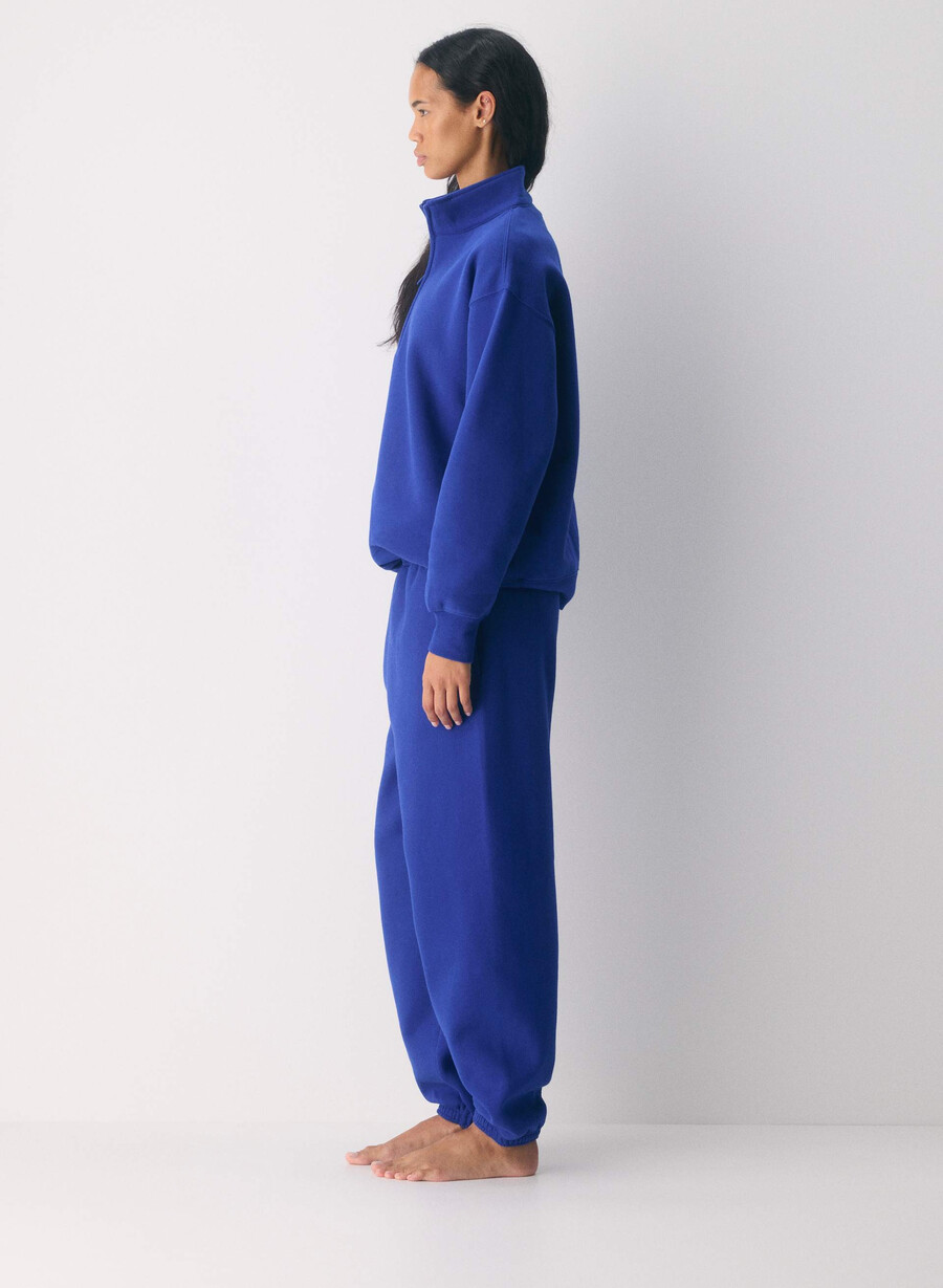 felpa in pile accogliente boyfriend con mezza zip blauze blue