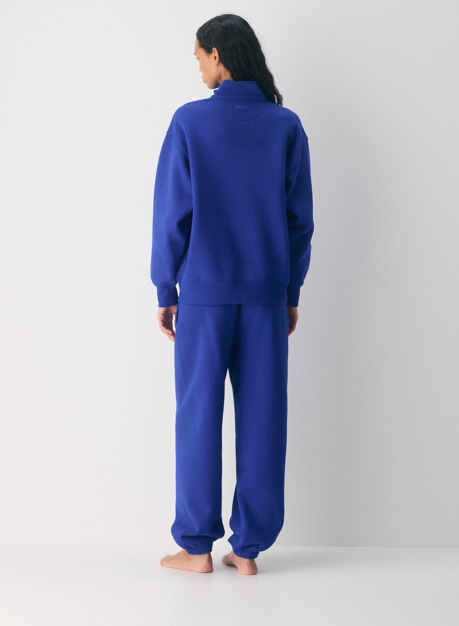 felpa in pile accogliente boyfriend con mezza zip blauze blue