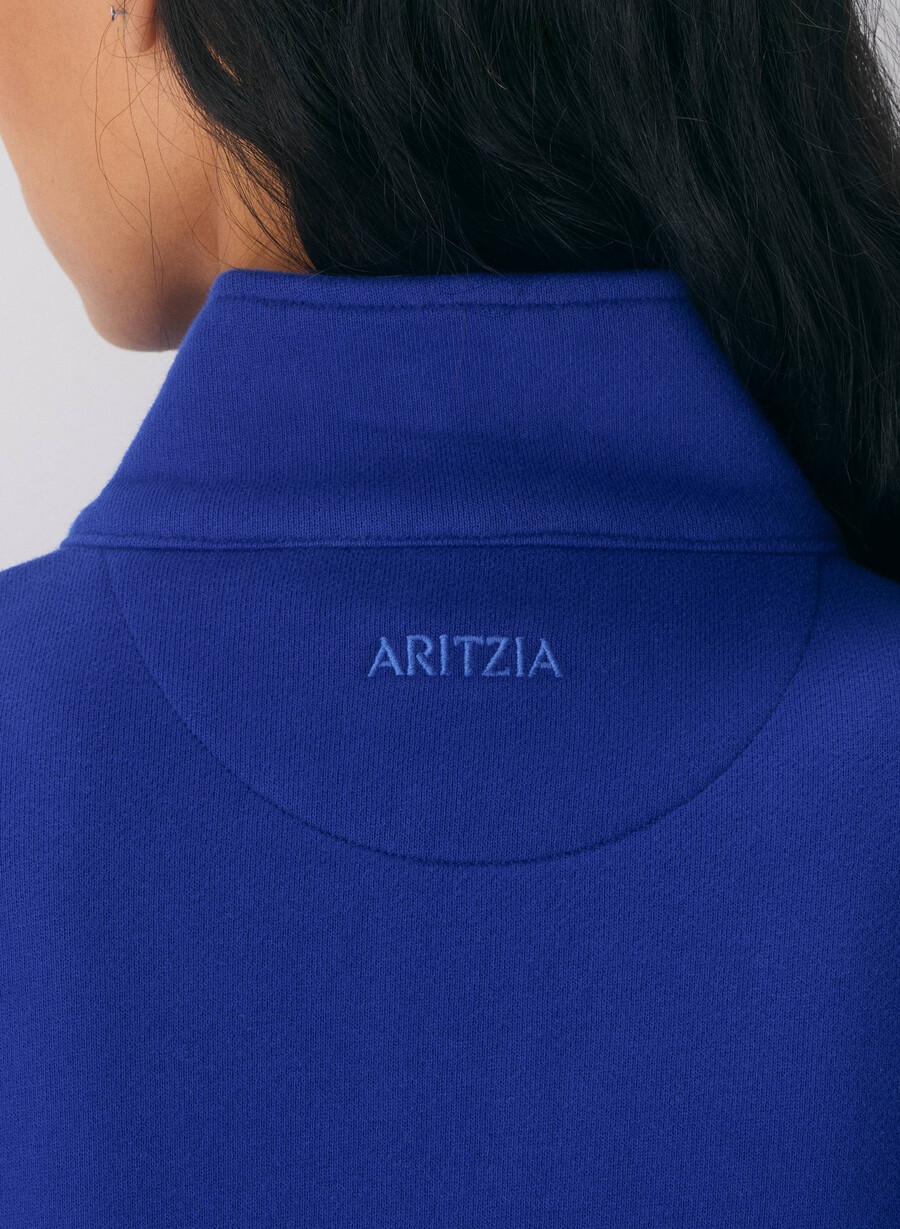 felpa in pile accogliente boyfriend con mezza zip blauze blue