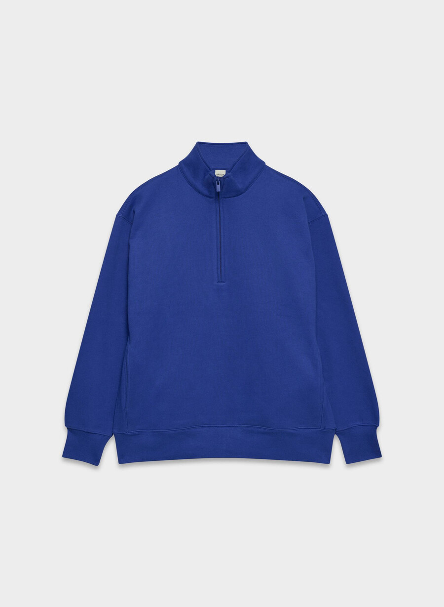 felpa in pile accogliente boyfriend con mezza zip blauze blue