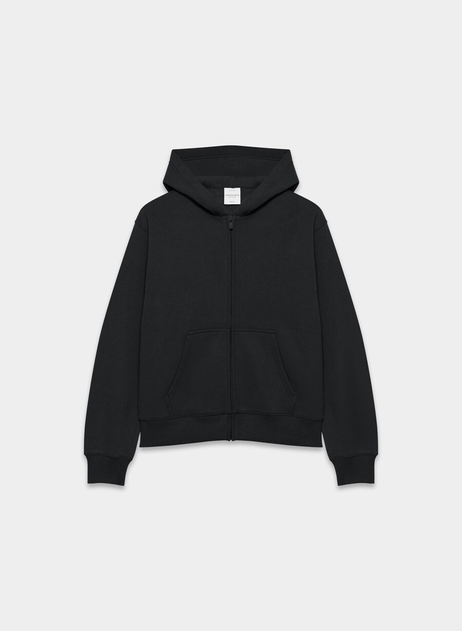 felpa con cappuccio e zip perfetta cozy sweatfleece nera