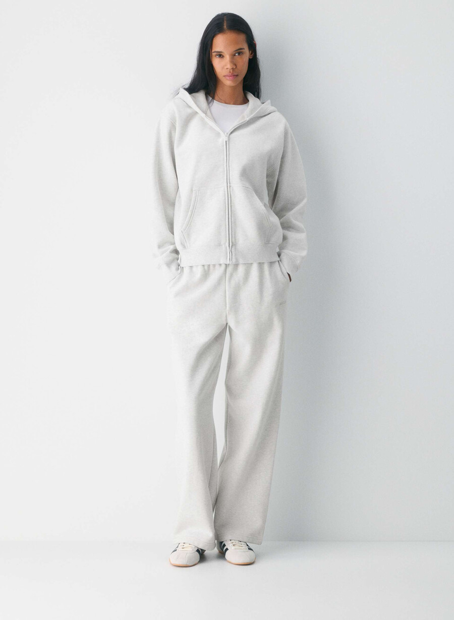 felpa con cappuccio e zip perfetta cozy sweatfleece heather cloud white