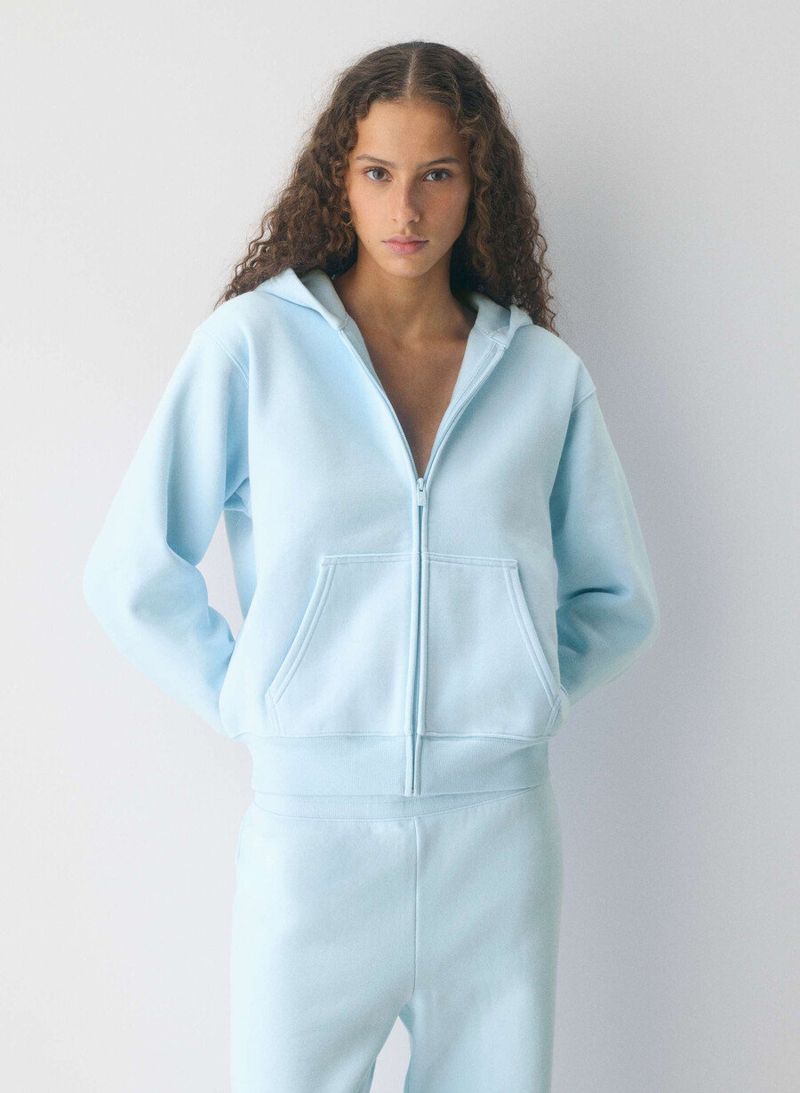 felpa con cappuccio e zip perfetta in pile accogliente villa blue