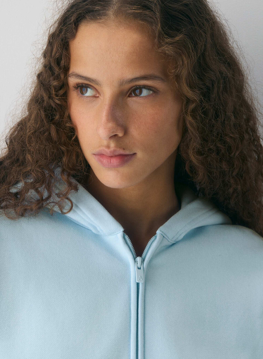 felpa con cappuccio e zip perfetta in pile accogliente villa blue