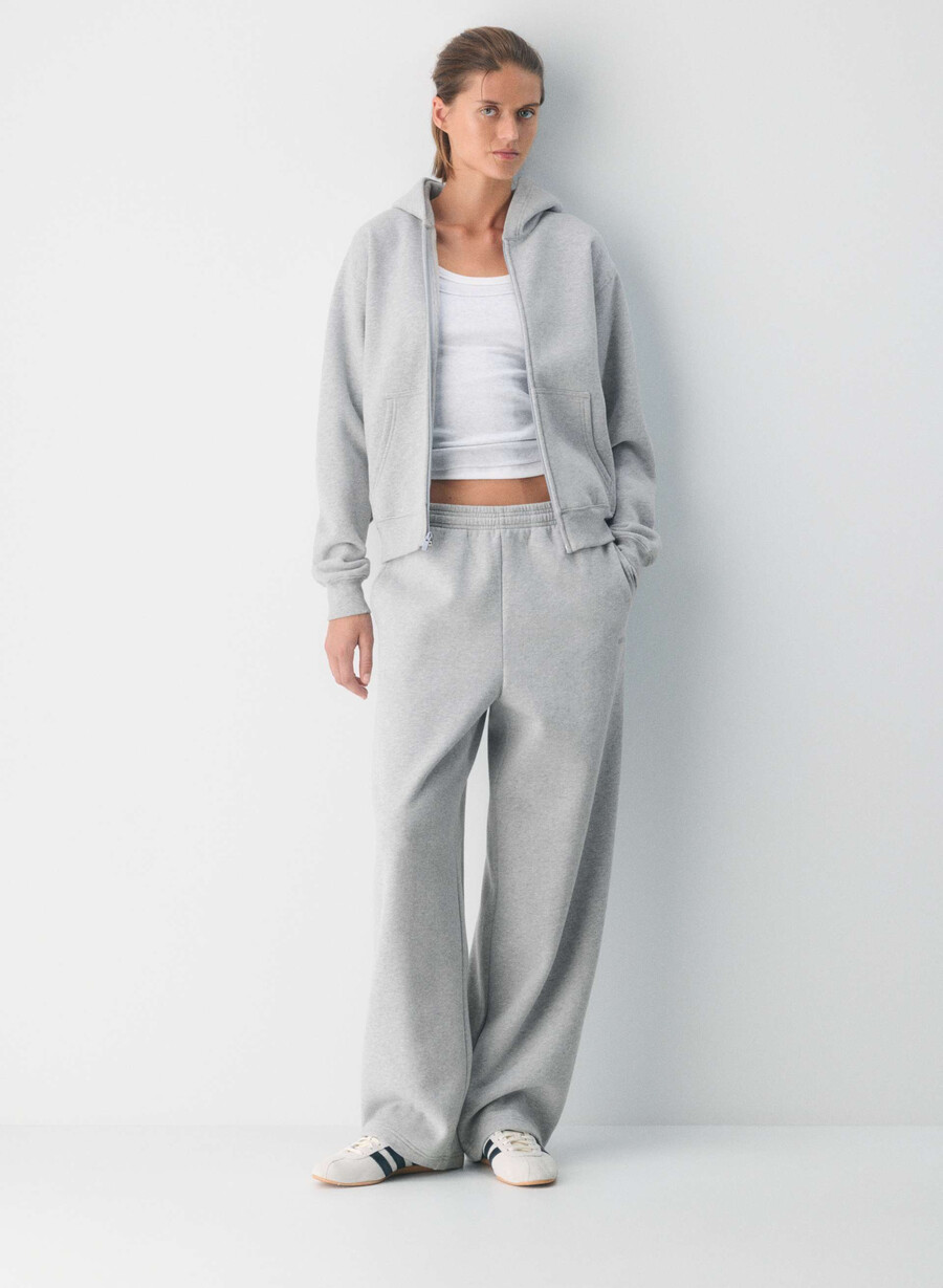 felpa con cappuccio e zip perfect in pile cozy heather chrome
