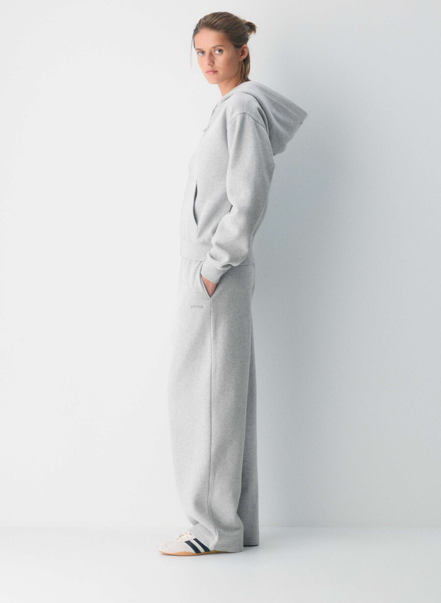 felpa con cappuccio e zip perfect in pile cozy heather chrome