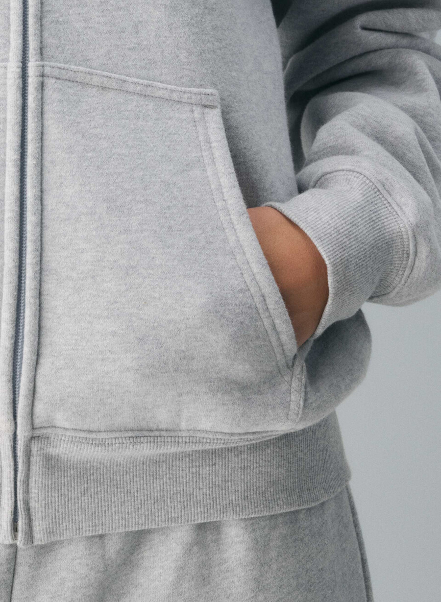 felpa con cappuccio e zip perfect in pile cozy heather chrome