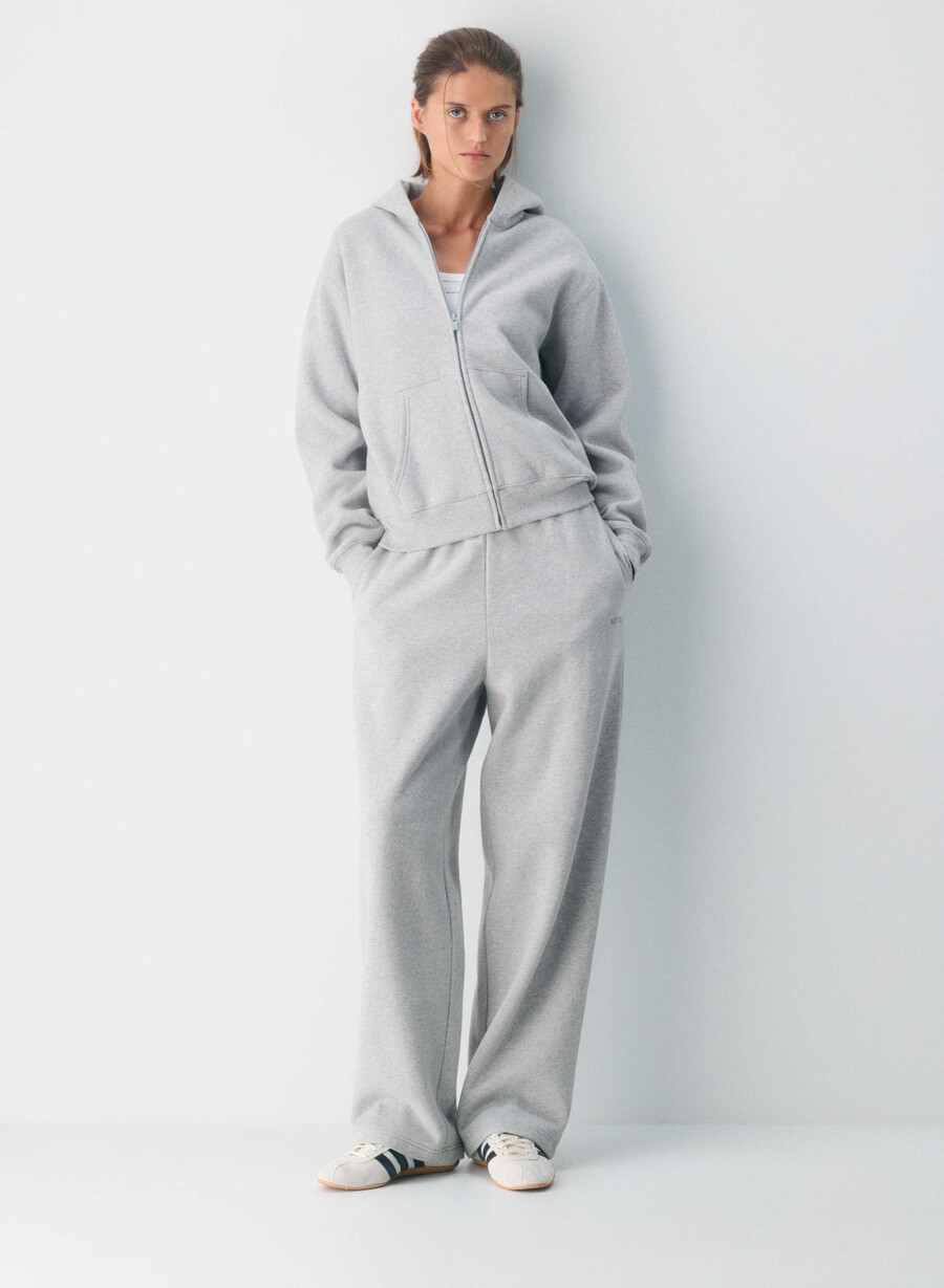 felpa con cappuccio e zip perfect in pile cozy heather chrome