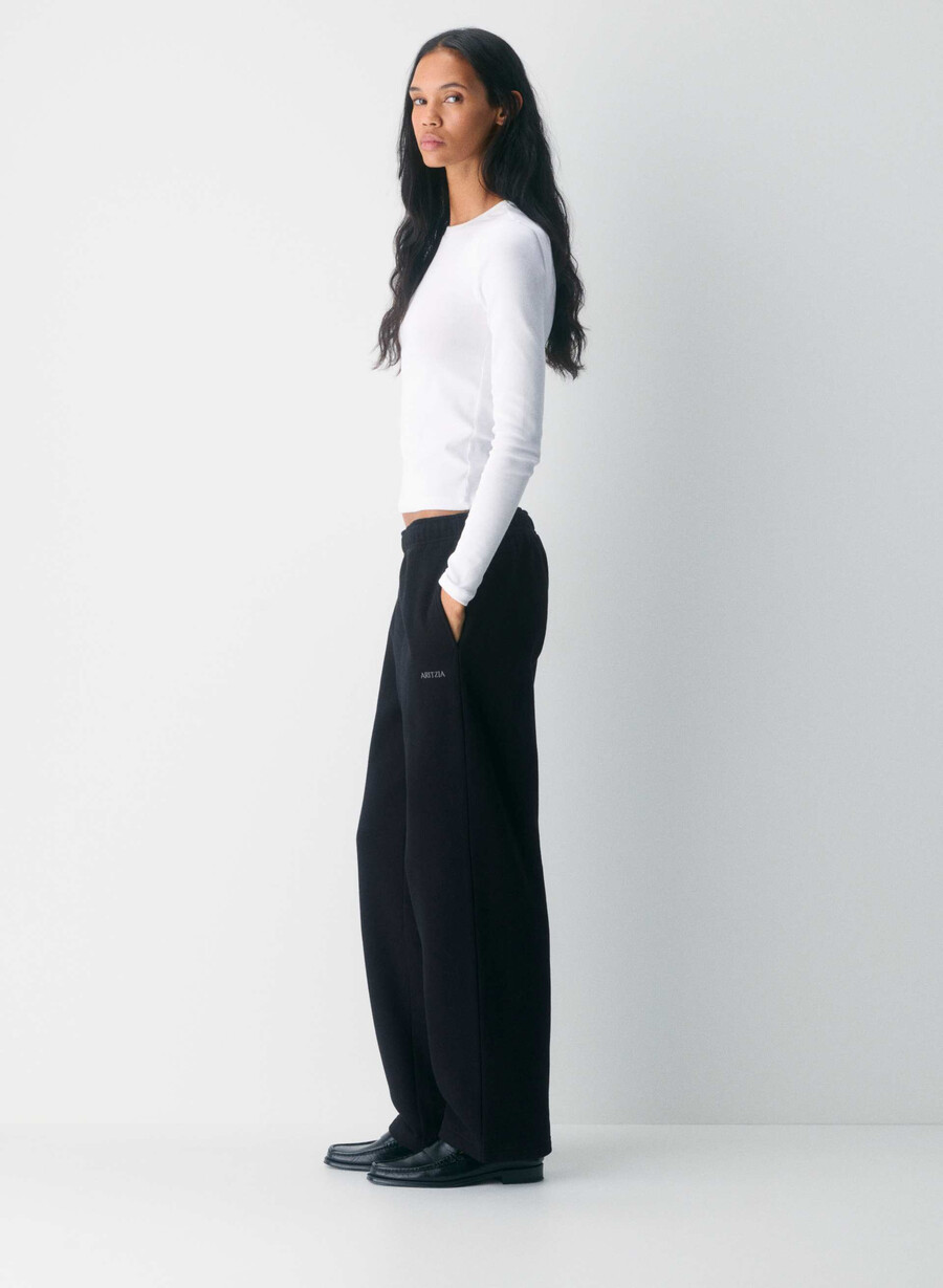 pantaloni della tuta cozy sweatfleece mega straight nero