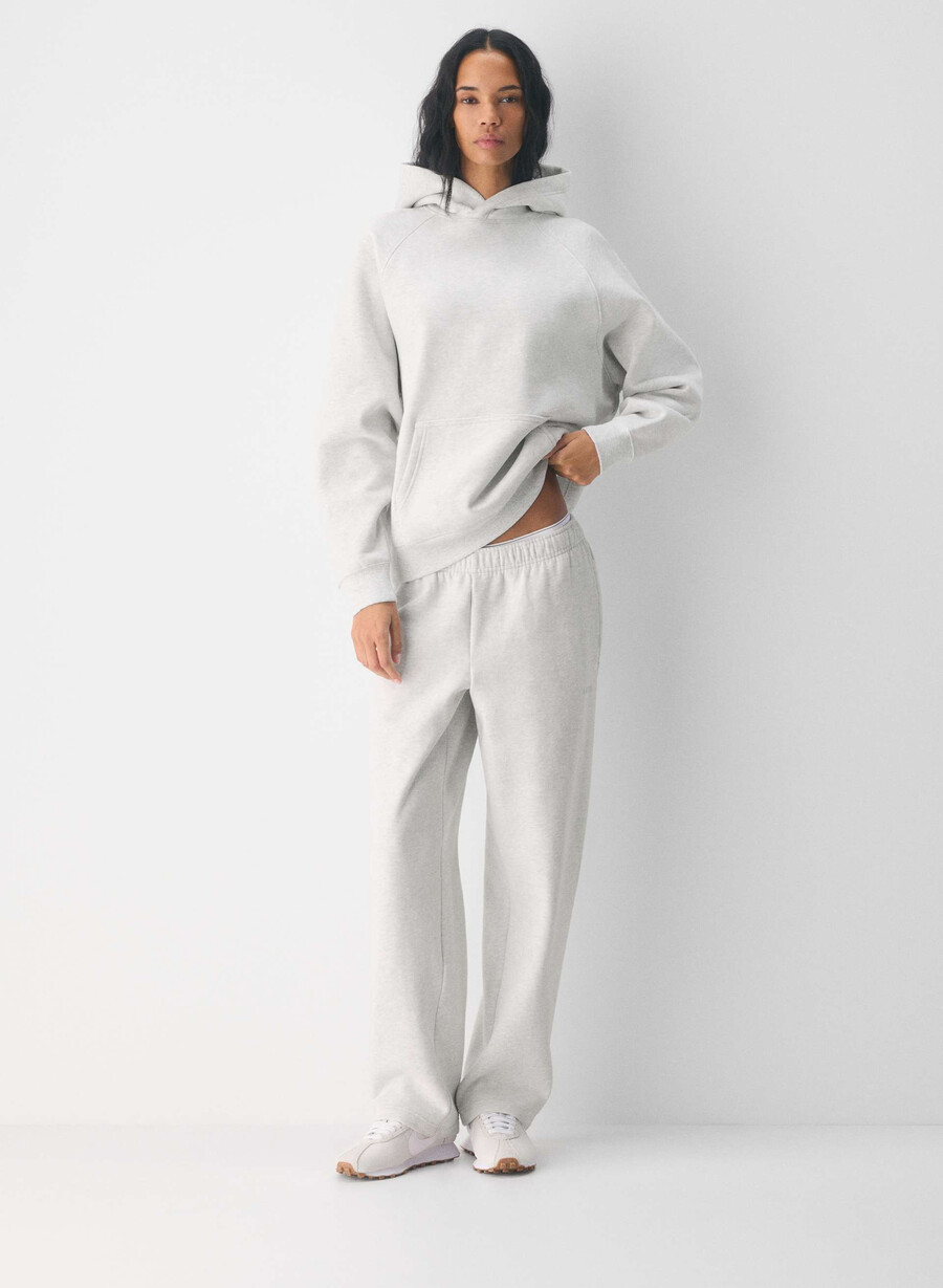 pantaloni da tuta cozy sweatfleece mega straight heather cloud white
