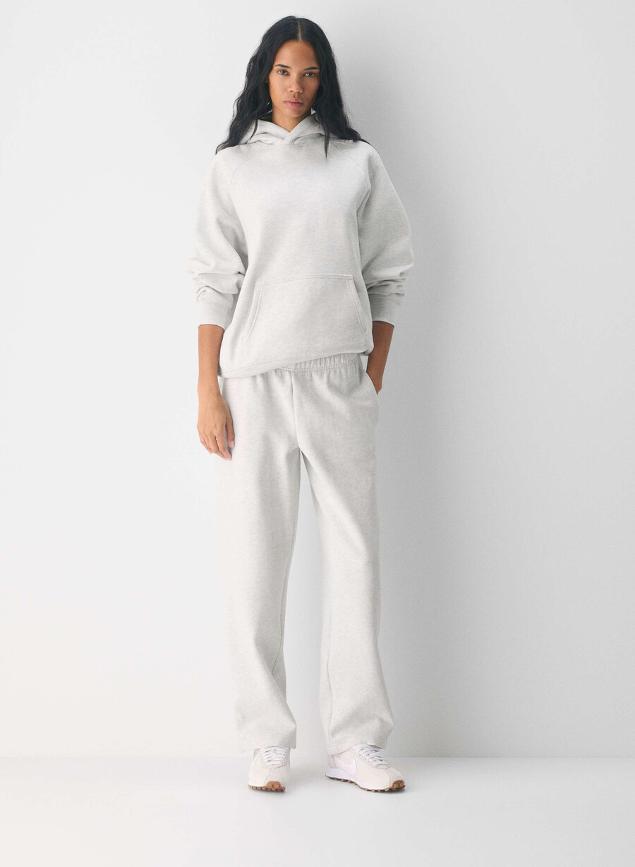 pantaloni da tuta cozy sweatfleece mega straight heather cloud white