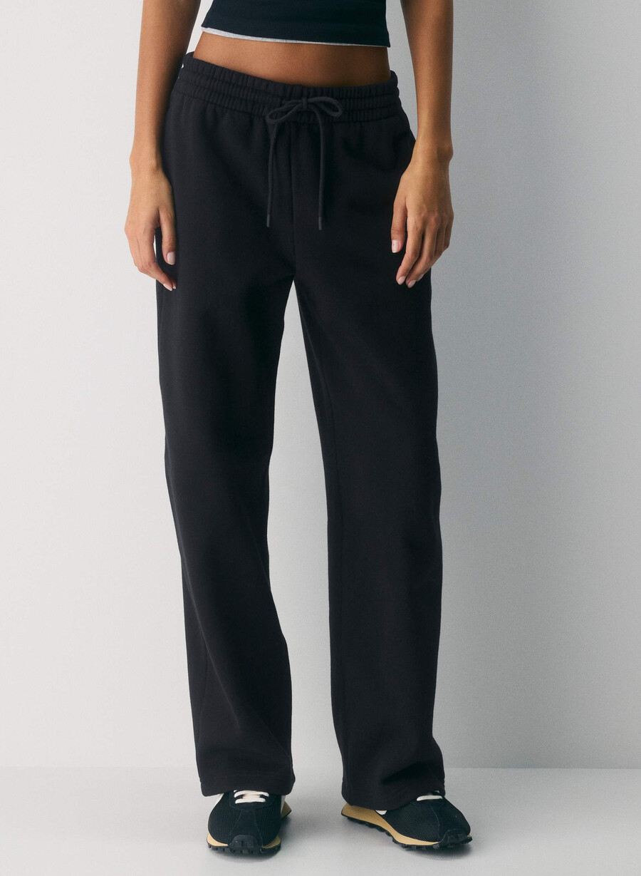 pantaloni larghi da tuta in pile cozy sweatfleece boyfriend nero