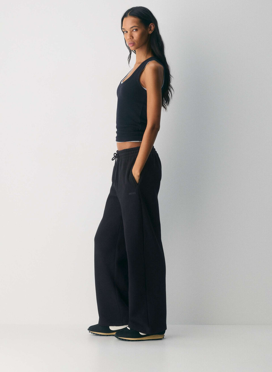 pantaloni larghi da tuta in pile cozy sweatfleece boyfriend nero