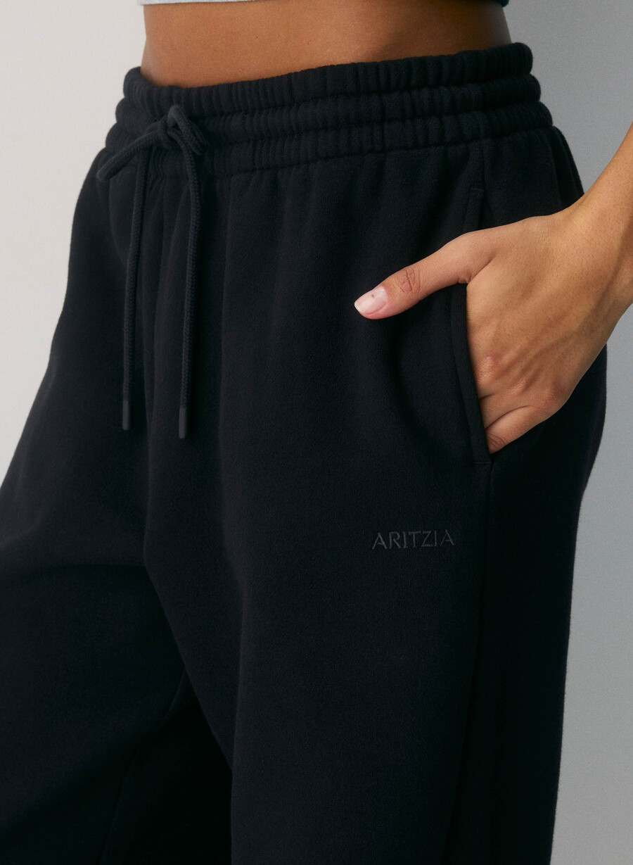 pantaloni larghi da tuta in pile cozy sweatfleece boyfriend nero