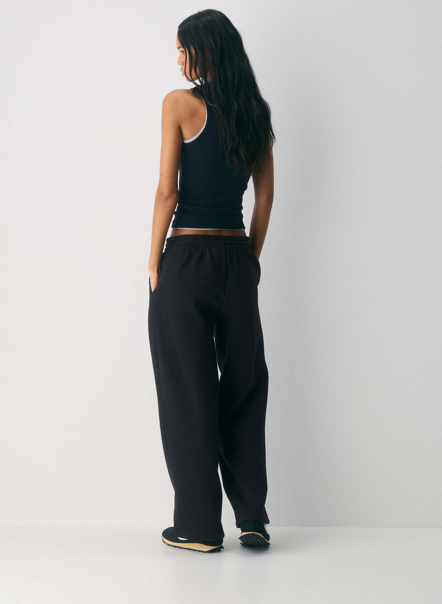 pantaloni larghi da tuta in pile cozy sweatfleece boyfriend nero