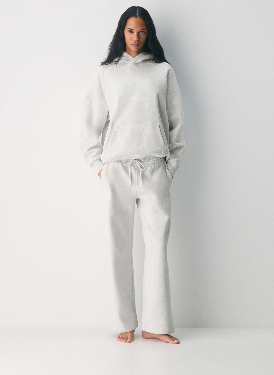 pantaloni larghi da tuta in pile cozy sweatfleece boyfriend heather cloud white