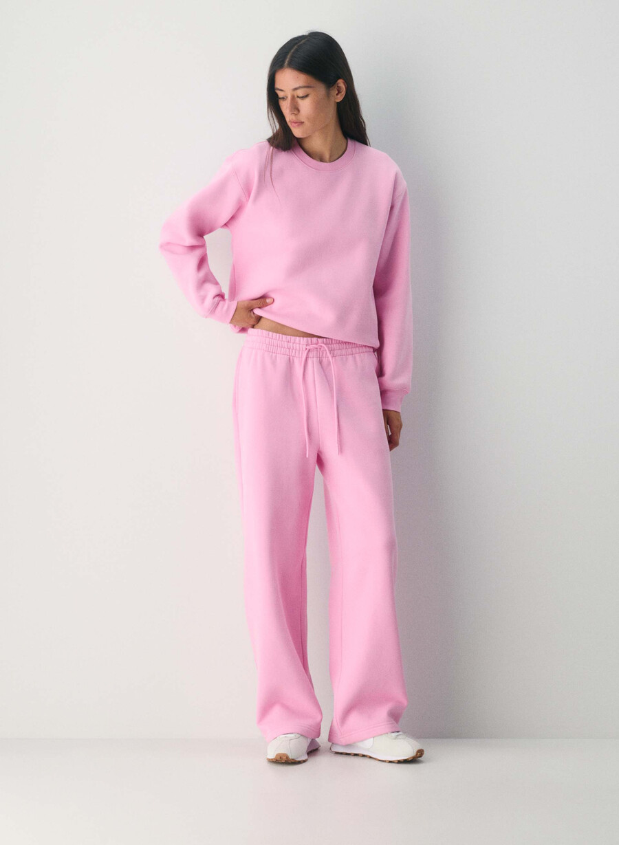 pantaloni larghi da tuta in pile cozy sweatfleece boyfriend morganite pink
