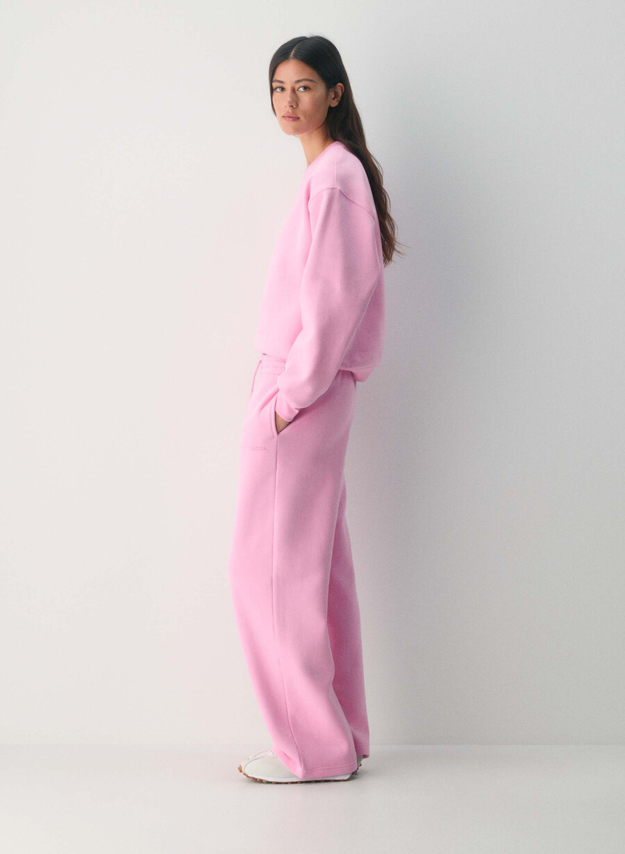 pantaloni larghi da tuta in pile cozy sweatfleece boyfriend morganite pink