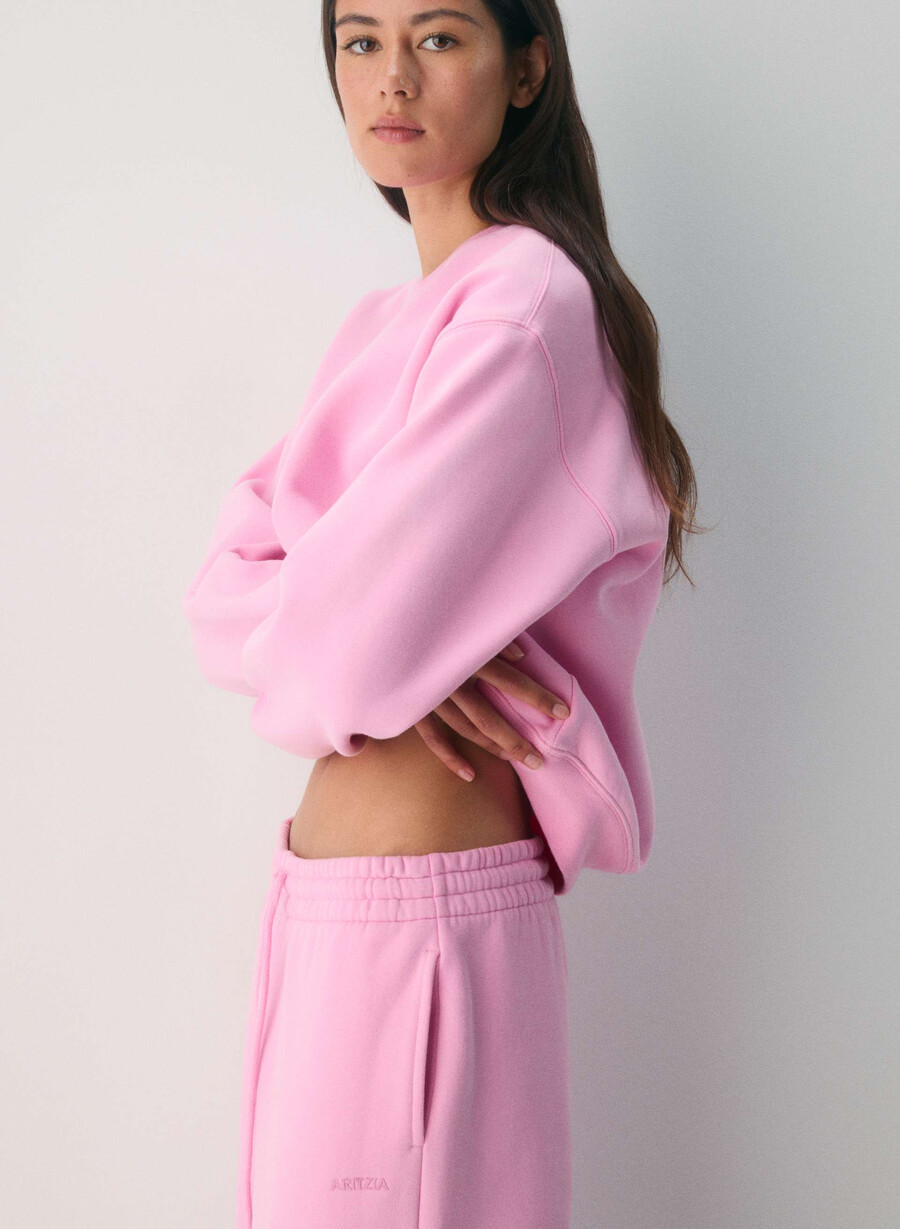 pantaloni larghi da tuta in pile cozy sweatfleece boyfriend morganite pink