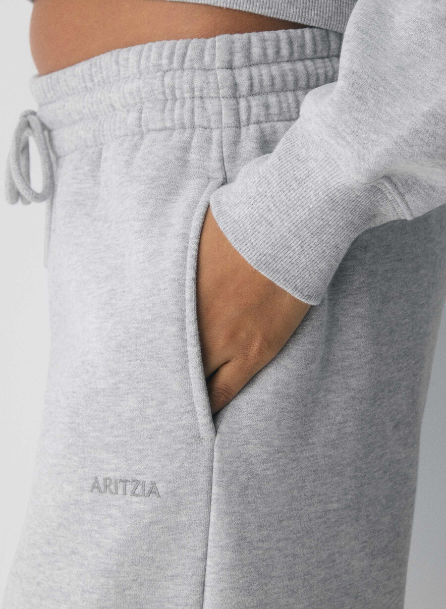 pantaloni larghi da tuta in pile cozy sweatfleece color cromo melange
