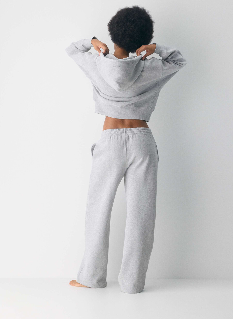 pantaloni larghi da tuta in pile cozy sweatfleece color cromo melange