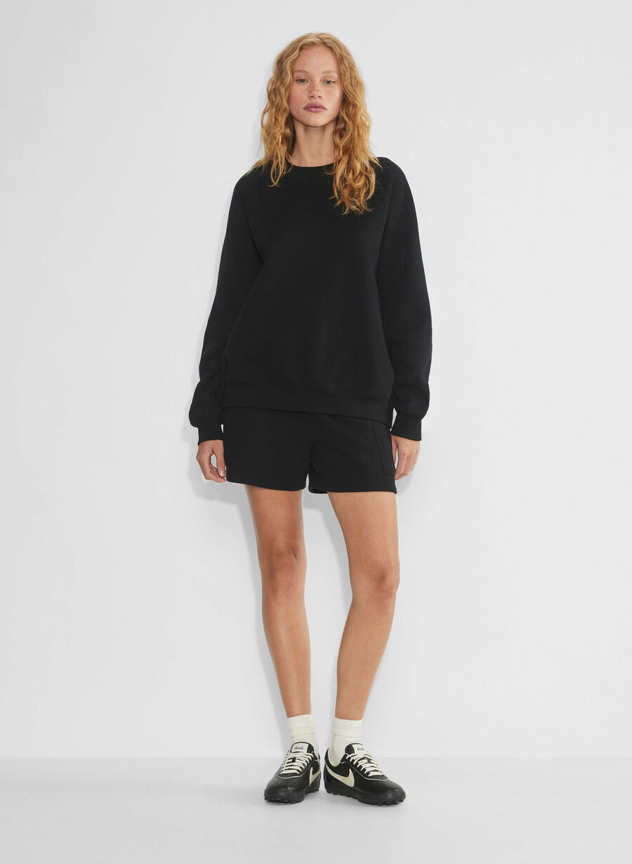 pantaloncini corti a metà coscia cozy sweatfleece mega cargo nero