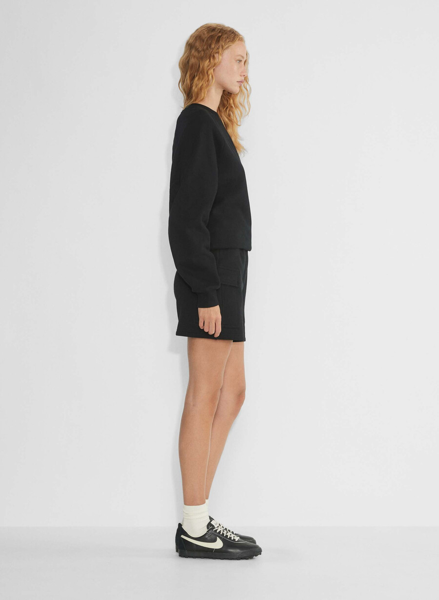 pantaloncini corti a metà coscia cozy sweatfleece mega cargo nero