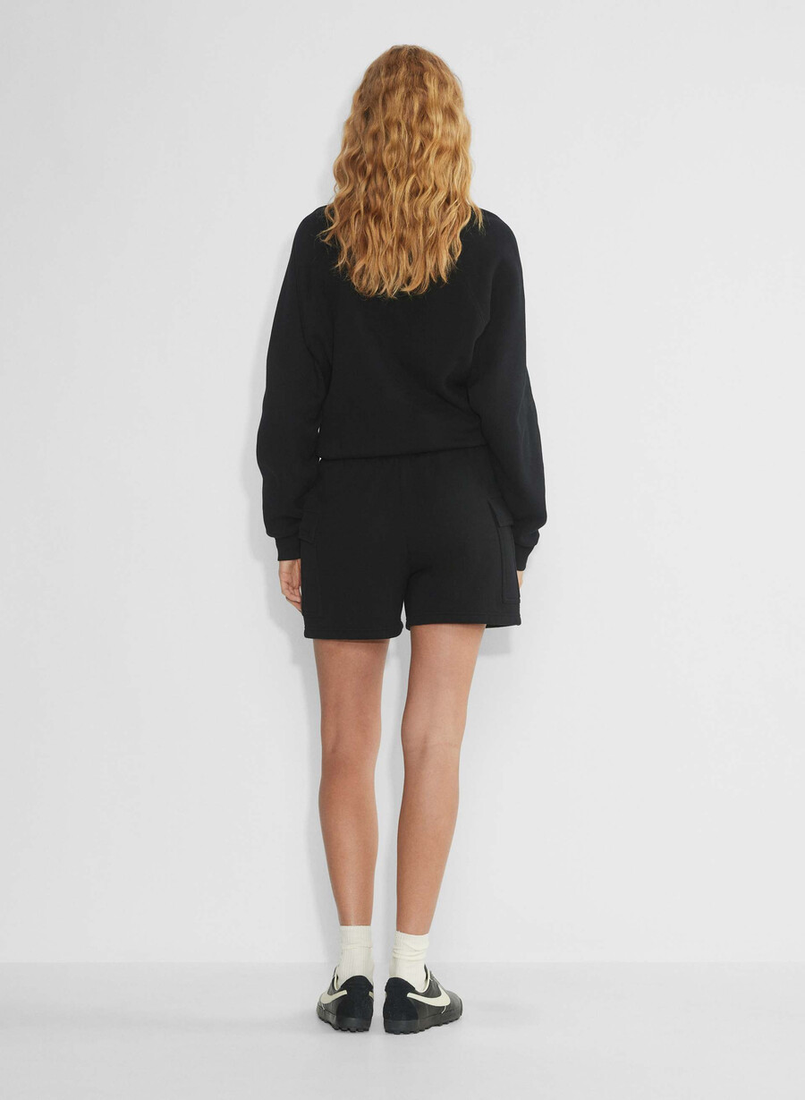 pantaloncini corti a metà coscia cozy sweatfleece mega cargo nero