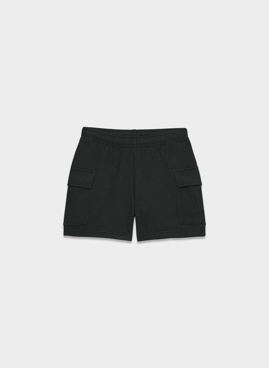 pantaloncini corti a metà coscia cozy sweatfleece mega cargo nero