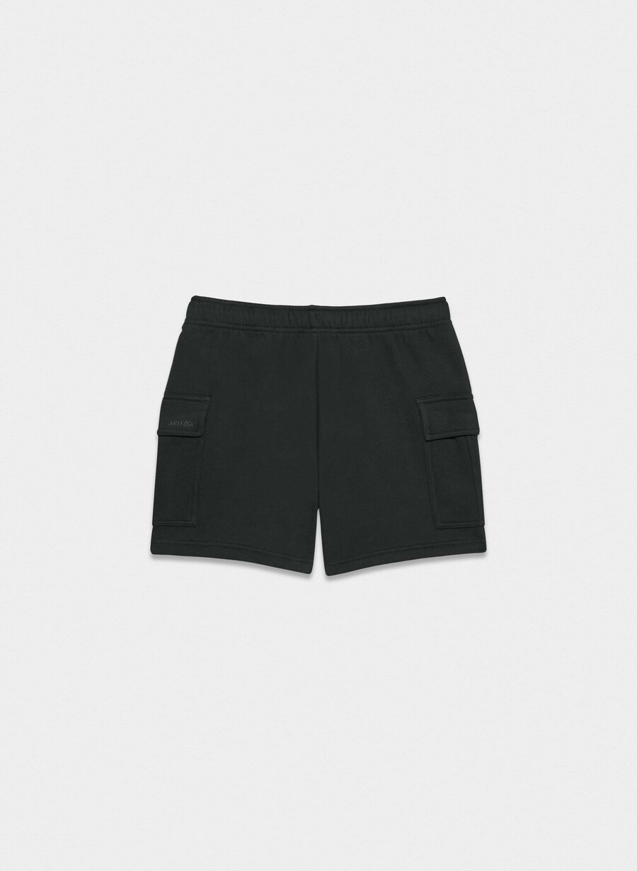 pantaloncini corti a metà coscia cozy sweatfleece mega cargo nero