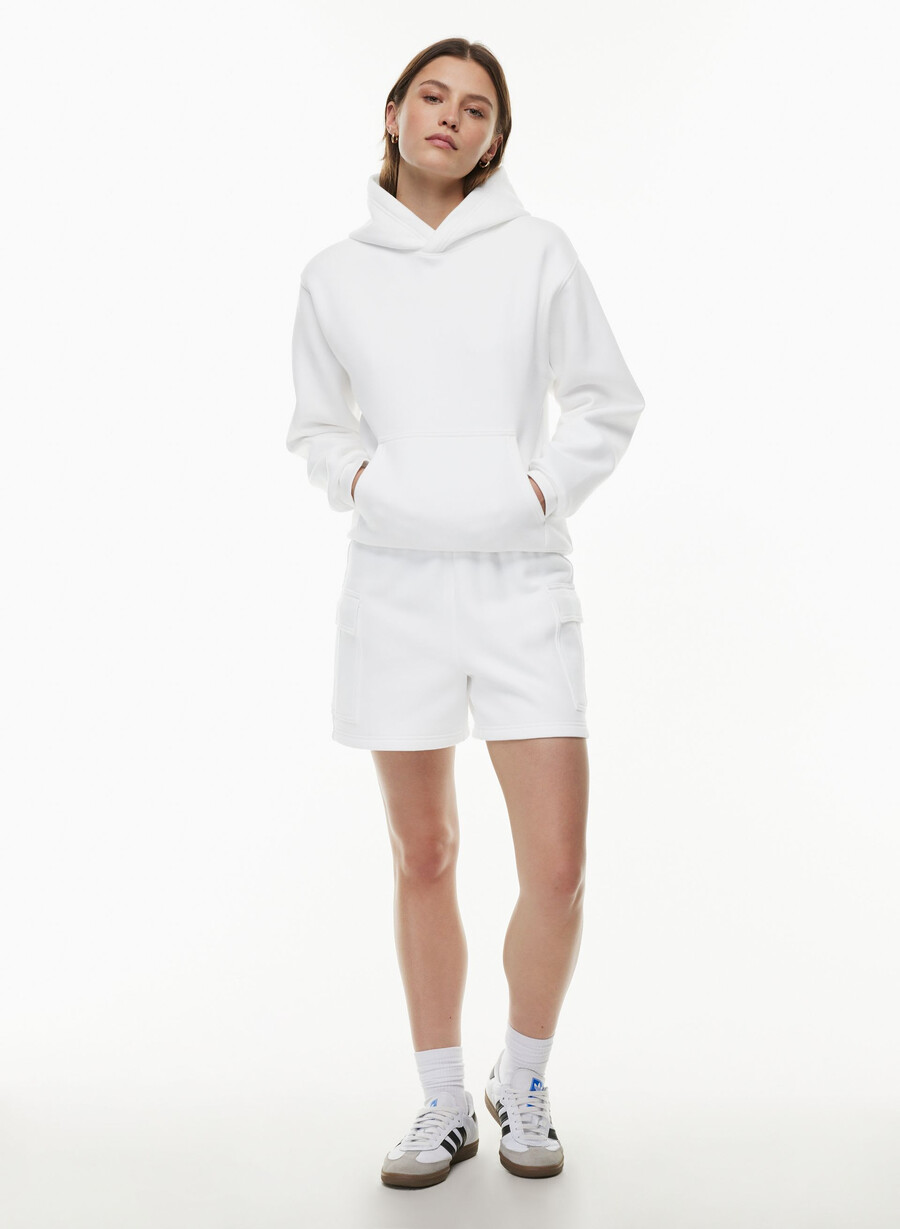 pantaloncini corti a metà coscia cozy sweatfleece mega cargo bianco