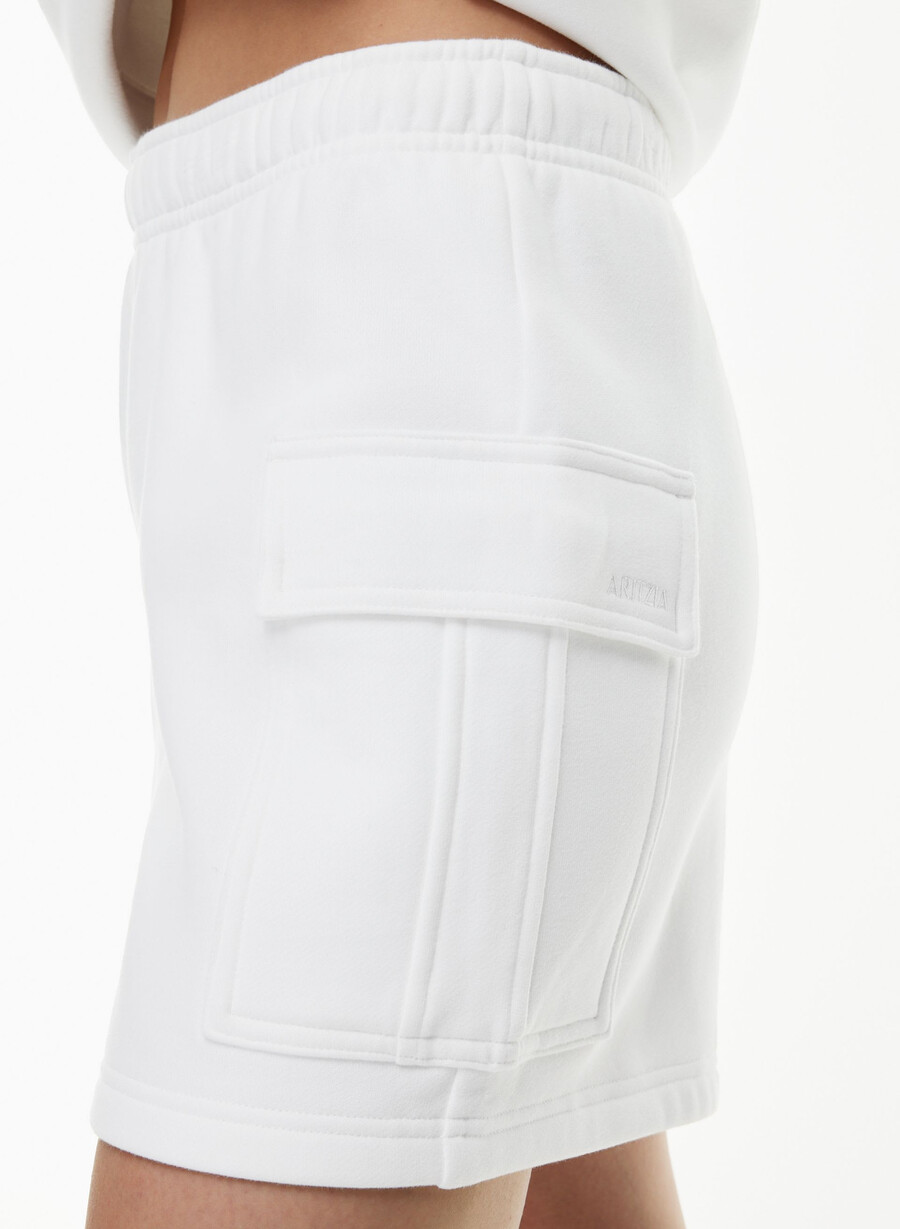 pantaloncini corti a metà coscia cozy sweatfleece mega cargo bianco
