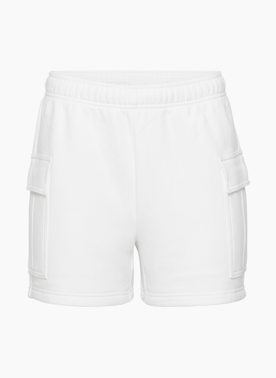 pantaloncini corti a metà coscia cozy sweatfleece mega cargo bianco