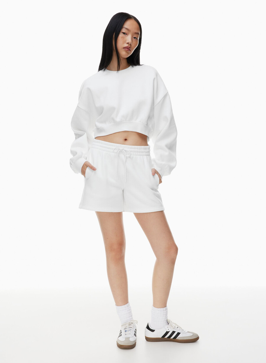 pantaloncini boyfriend a metà coscia in felpa cozy sweatfleece bianco