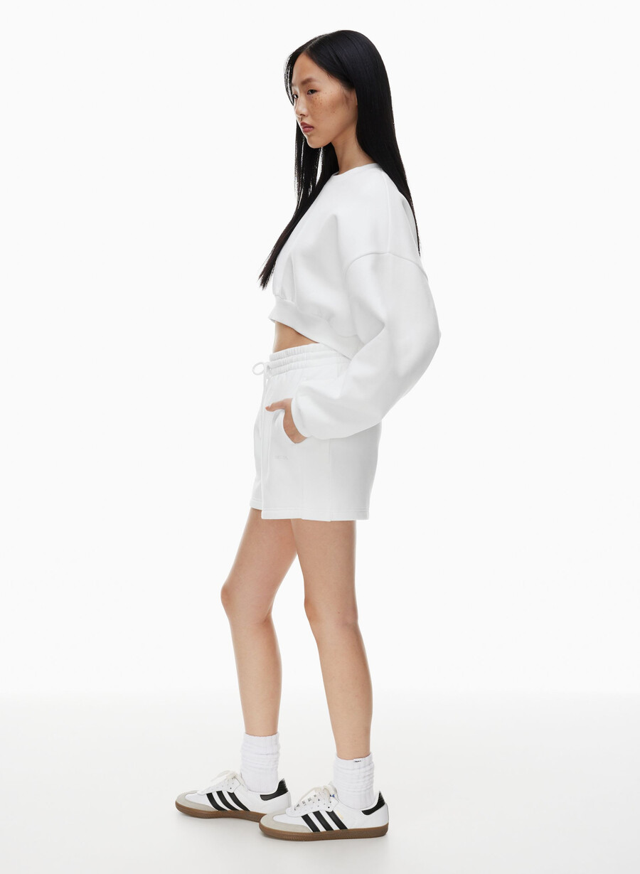 pantaloncini boyfriend a metà coscia in felpa cozy sweatfleece bianco
