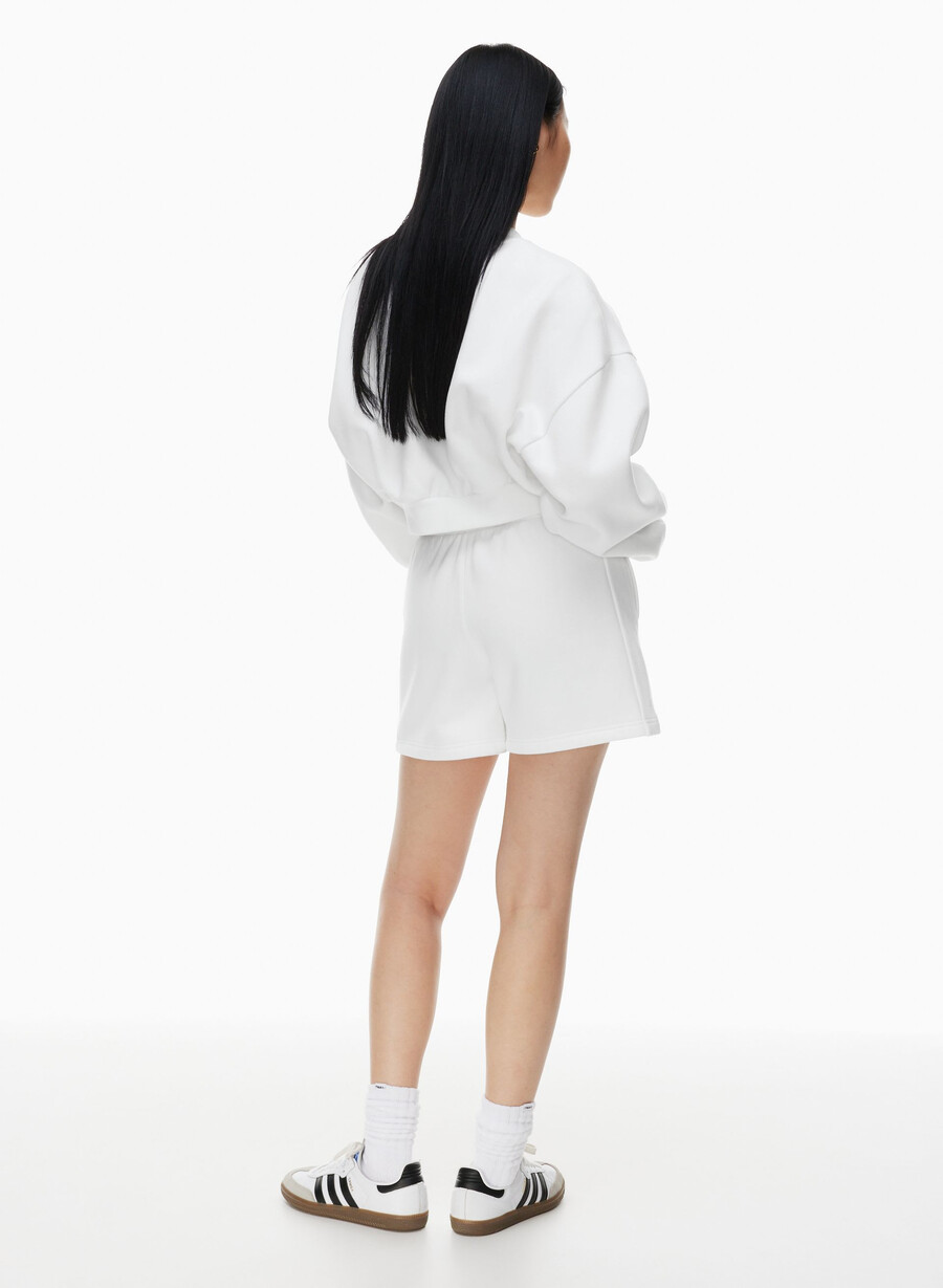 pantaloncini boyfriend a metà coscia in felpa cozy sweatfleece bianco